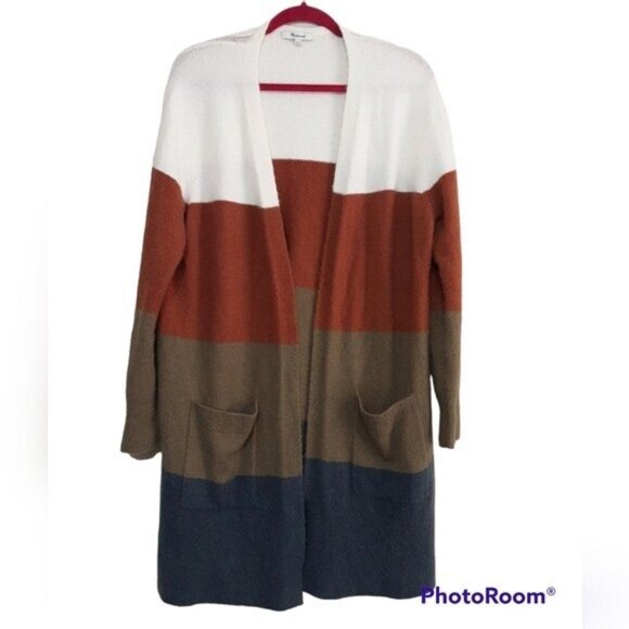 Madewell open cardigan women Knit  striped sweater M wool festival soft cozy y2k - Picture 2 of 7